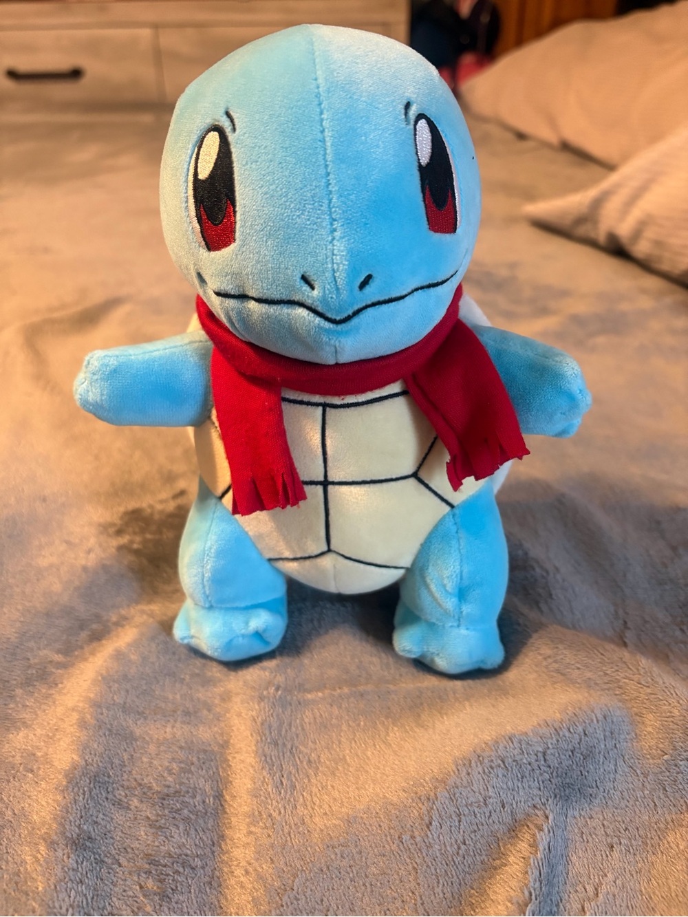 8 Inch Holiday Squirtle Plush with Red Scarf